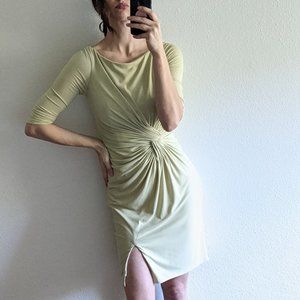 Alex Perry ruched knot dress in lime US6